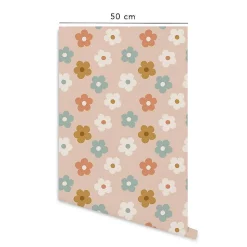 Papier peint adhésif marguerites multicolore en vinyle lavable et amovible - 1 rouleau 50x300 cm - Decochic