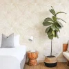 Papier peint adhésif palmettes sable et blanc en vinyle lavable et amovible - 1 rouleau 50x300 cm - Decochic