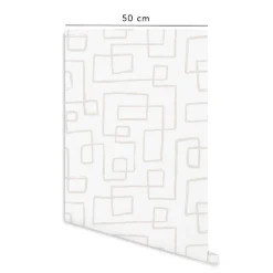 Papier peint adhésif équilibre ivoire en vinyle lavable et amovible - 1 rouleau 50x300 cm - Decochic