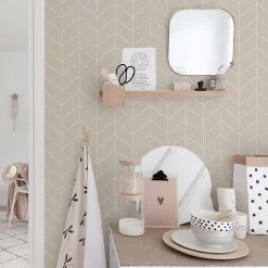 Papier peint adhésif scandinave écru et blanc en vinyle lavable et amovible - 1 rouleau 50x300 cm - Decochic