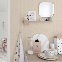 Papier peint adhésif style scandinave sable et blanc en vinyle lavable et amovible - 1 rouleau 50x300 cm - Decochic