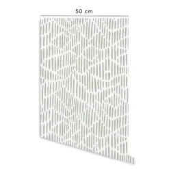 Papier peint adhésif wabi sabi vert en vinyle lavable et amovible - 1 rouleau 50x300 cm - Decochic