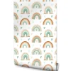 Papier Peint ARC-EN-CIEL Cœurs Boho Pour Chambre D'Enfant