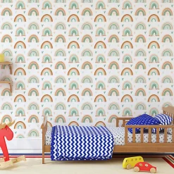 Papier Peint ARC-EN-CIEL Cœurs Boho Pour Chambre D'Enfant