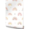 Papier Peint ARC-EN-CIEL Nuages Cœurs Pour Chambre D'Enfant