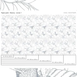 Papier peint art déco avec oiseaux seigneurial - 255x260 cm (l x h)