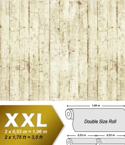 Papier peint aspect bois EDEM 81108BR07 papier peint gaufré à chaud avec dos intissé légèrement texturé au style shabby chic mat c