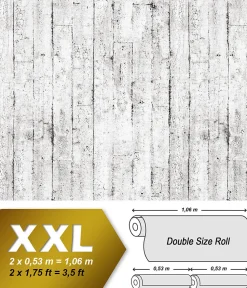Papier peint aspect bois EDEM 81108BR05 papier peint gaufré à chaud avec dos intissé légèrement texturé au style shabby chic mat b