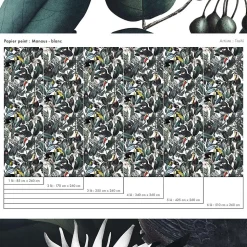 Papier peint avec plantes tropicales et toucans - 255x260 cm (l x h)