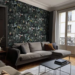 Papier peint avec plantes tropicales et toucans - 340x260 cm (l x h)