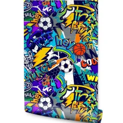 Papier Peint BALLE Graffitis Colorés Pour Chambre D'Enfant