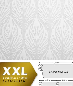 Papier peint baroque EDEM 83003BR60 papier peint intissé à peindre texturé avec un dessin graphique mat blanc 1 carton à 4 rouleau