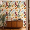 Papier peint beige avec grandes formes végétales aux allures abstraites - 85x260 cm (l x h)