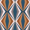 Papier peint Bensimon vinyle intissé losange seventies bleu noisette