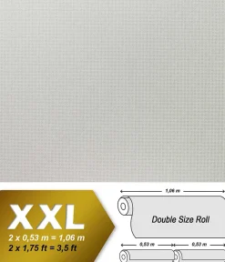 Papier peint blanc intissé à peindre texture EDEM 80375BR60 décorative aspect canevas 1 cart.