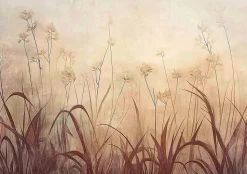 Papier Peint Boho Beige Herbe Intissé Panoramique Pour Chambre Cuisine 350x250