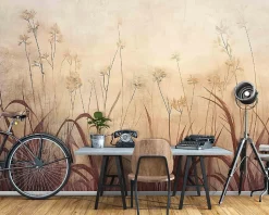 Papier Peint Boho Beige Herbe Intissé Panoramique Pour Chambre Cuisine 400x280
