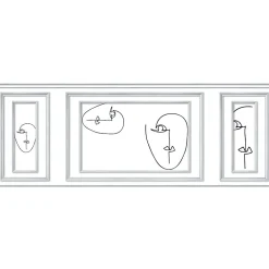 Papier peint bois trompe l'oeil 75x200cm, motif minimaliste, décor mural panoramique. Soubassement boiserie pour une ambiance chal