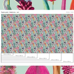 Papier peint botanique et moderne avec plantes et fleurs - 85x260 cm (l x h)