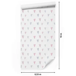 Papier Peint COEURS Pastel Couleurs Pour Chambre D'Enfant