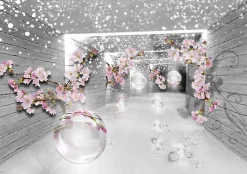 Papier Peint 3D Abstrait Fleurs Intissé Panoramique 350x250 cm - Colle Inclus - Chambre et Salon - Moderne Papier Peint