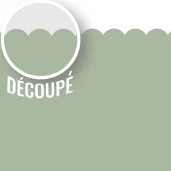 Papier peint découpé préencollé, soubassement, festonné vert, festons, uni, raccordable, 83 cm X 195 cm