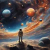 Papier Peint Enfant Cosmos Intissé Panoramique 350x250 cm - Colle Inclus - Chambre Enfant - Moderne Papier Peint