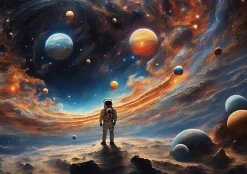 Papier Peint Enfant Cosmos Intissé Panoramique 350x250 cm - Colle Inclus - Chambre Enfant - Moderne Papier Peint