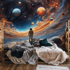 Papier Peint Enfant Cosmos Intissé Panoramique 350x250 cm - Colle Inclus - Chambre Enfant - Moderne Papier Peint