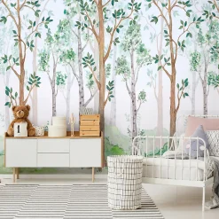 Papier Peint Enfant Forêt Intissé Panoramique 350x250 cm - Colle Inclus - Chambre Enfant - Moderne Papier Peint