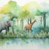 Papier Peint Enfant Forêt Animaux Intissé Panoramique 300x210 cm - Colle Inclus - Chambre Enfant - Moderne Papier Peint