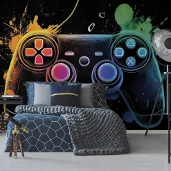 Papier Peint Enfant Gaming Panoramique Intissé 350x250 cm - Colle Inclus - Moderne XXL Papier Peint por Enfant