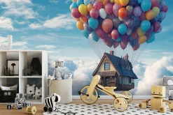Papier Peint Enfant Intissé Panoramique Pour Enfant Chhambre Sky Ballons 350x250
