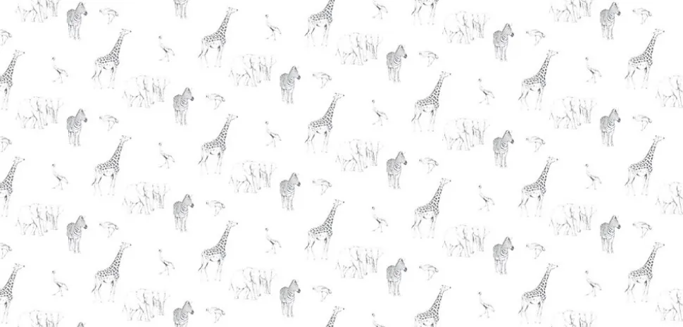 Papier peint enfant Motif Tanzanie, Noir et blanc 150 x 250cm