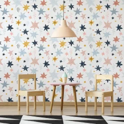Papier Peint ETOILES Colorées Points Pour Chambre D'Enfant