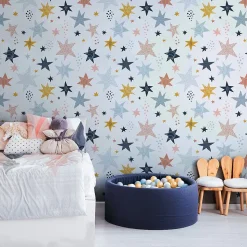 Papier Peint ETOILES Colorées Points Pour Chambre D'Enfant