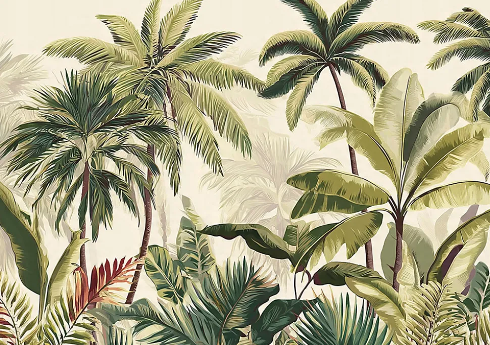 Papier Peint Feuilles Jungle Vert Intissé Panoramique Pour Chambre Cuisine 400x280 cm