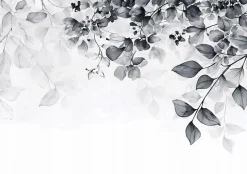 Papier Peint Feuilles Noir et blanc Intissé Panoramique Pour Chambre Cuisine 350x250 cm