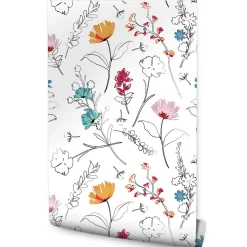 Papier Peint FLEURS Colorées Plantes Pour La Chambre