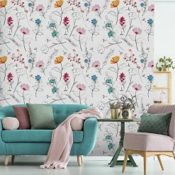 Papier Peint FLEURS Colorées Plantes Pour La Chambre
