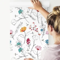 Papier Peint FLEURS Colorées Plantes Pour La Chambre