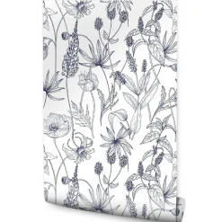 Papier Peint Fleurs Herbes Plantes Dans Style Rétro Pour La Chambre