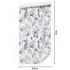 Papier Peint Fleurs Herbes Plantes Dans Style Rétro Pour La Chambre
