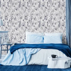 Papier Peint Fleurs Herbes Plantes Dans Style Rétro Pour La Chambre