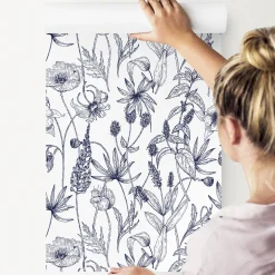 Papier Peint Fleurs Herbes Plantes Dans Style Rétro Pour La Chambre