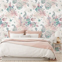 Papier Peint FLEURS Plantes Pastel Pour La Chambre