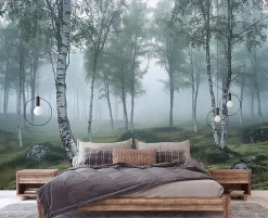 Papier Peint Forêt 3D Vert Intissé Panoramique Pour Chambre Cuisine 400x280