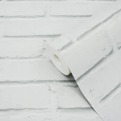Papier peint imitation brique vinyle sur intissé Luynes GoodHome blanc