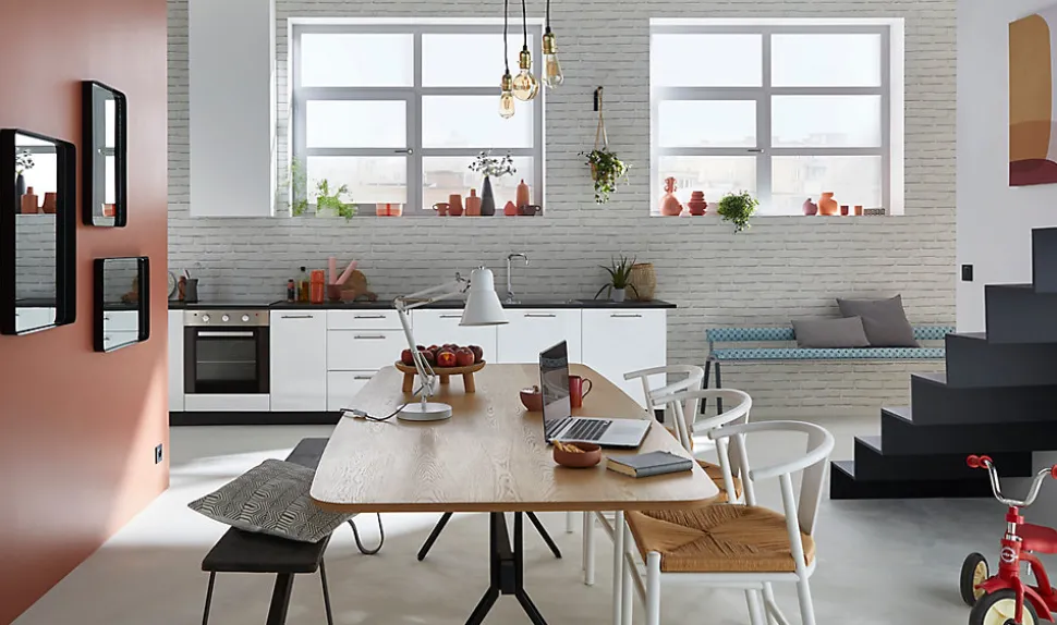 Papier peint imitation brique vinyle sur intissé Luynes GoodHome blanc