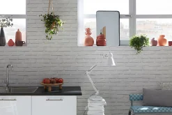 Papier peint imitation brique vinyle sur intissé Luynes GoodHome blanc